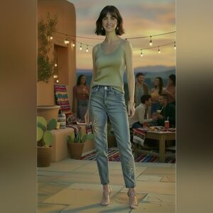 Gold-threaded Sleeveless Tank Top